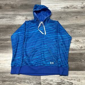 Under Armour Blue Teal‎ mens XS Patterned Performance Sporty Pullover Hoodie